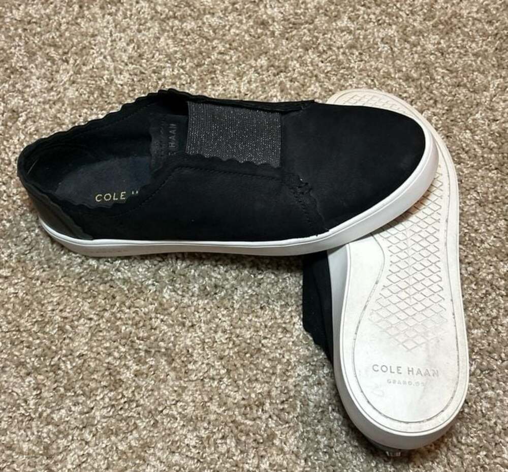 Cole Haan Grand Crosscourt Scalloped Slip-On Sneakers Black Size 8B - Picture 7 of 10